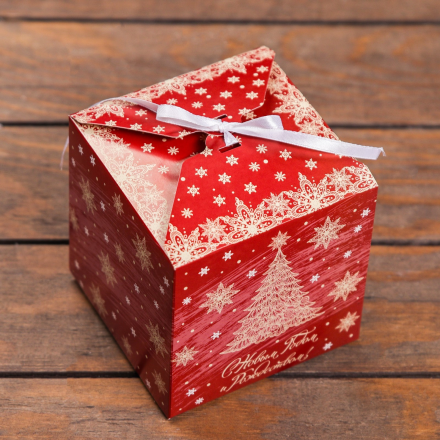 9875907 &quot;С Новым годом и Рождеством&quot; складная коробка 12х12х12 см