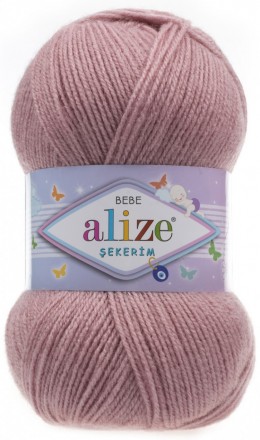 Sekerim Bebe (Alize) 315 пыльная роза, пряжа 100г