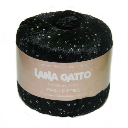 Paillettes LG (Lana Gatto) 8606 черный, пряжа 25г