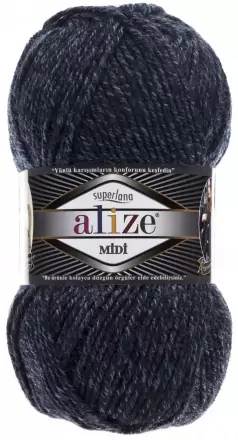 Superlana Midi (Alize) 805 т.синий меланж, пряжа 100г
