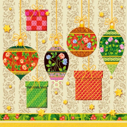 SLGW008901 &quot;Ёлочные игрушки&quot;, салфетка для декупажа 33х33 см