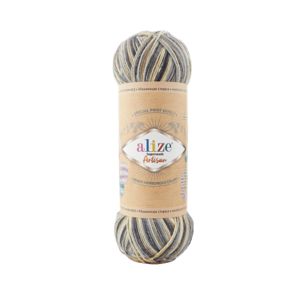 Superwash Artisan (Alize) 9005 серый принт, пряжа 100г