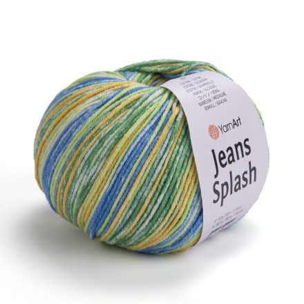 Jeans Splash (Yarnart) 957 зеленый-голубой, пряжа 50г