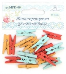 MPD-09 декоративные прищепки, цв.мятный, персиковый, оранжевый 18шт