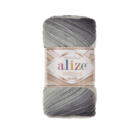 Superlana Klasik Batik (Alize) 1900 серый принт, пряжа 100г