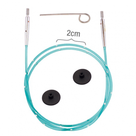 42174 KnitPro Smart Stix зеленый тросик 56 см (80 см) заглушки и кабельный ключик