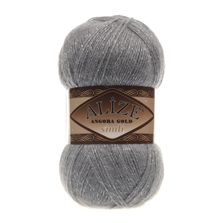 Angora Gold Simli (Alize) 87 серый, пряжа 100г