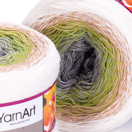 Flowers (Yarnart) 274 серый-фисташка-персик, пряжа 250г