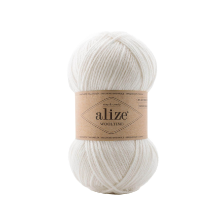 Wooltime (Alize) 55 белый, пряжа 100г