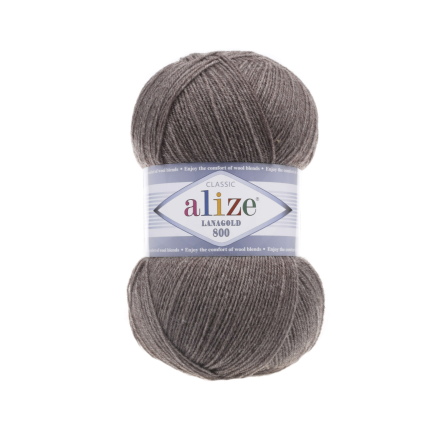 Lanagold 800 (Alize) 240 коричневый меланж, пряжа 100г