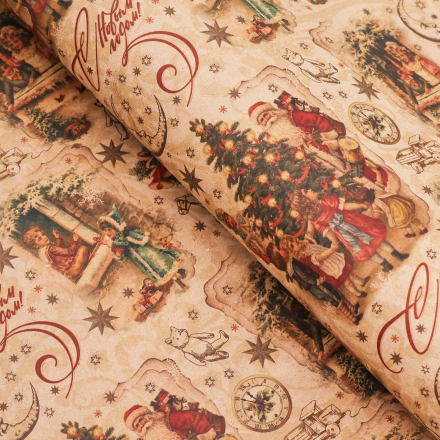 9842418 &quot;Ретро&quot; бумага упаковочная крафт 50х70 см