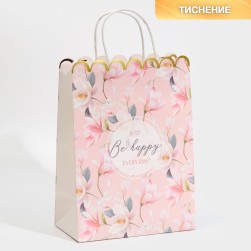 7551322 &quot;Be happy&quot; подарочный пакет 23х30х12 см