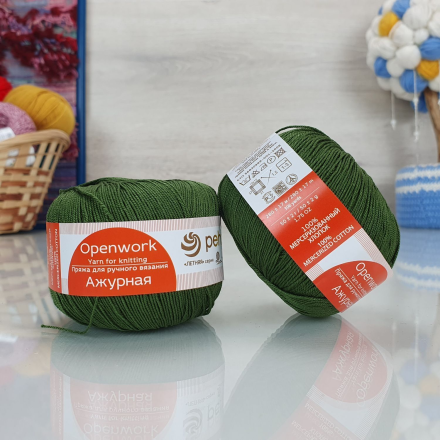 Ажурная (Пехорка) 13 тем.оливковый, пряжа 50г