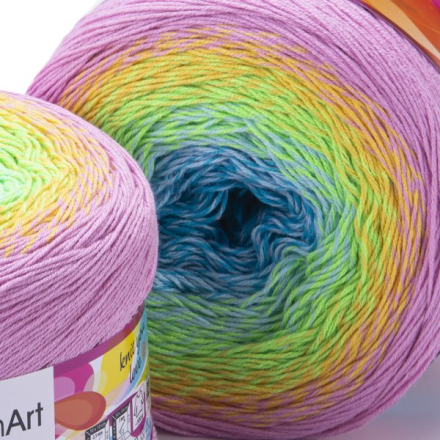 Flowers (Yarnart) 312 розовый-желтый-салат-голубой, пряжа 250г