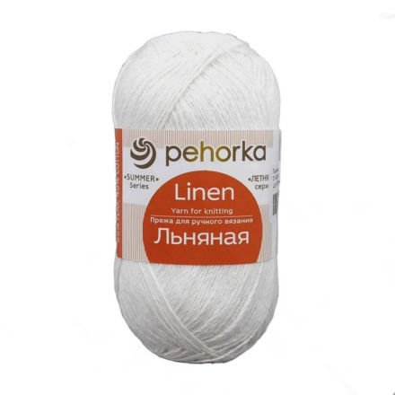 Льняная (Пехорка) 01 Белый, пряжа 100г