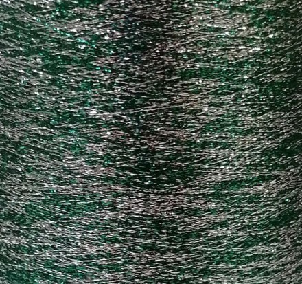 Lurex (Torcitura Di Domaso) 10 зеленый-серебро, пряжа бобинная итальянская 1г
