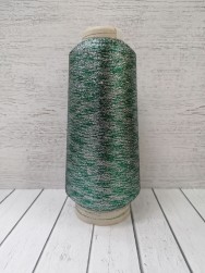 Lurex (Torcitura Di Domaso) 10 зеленый-серебро, пряжа бобинная итальянская 1г