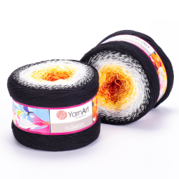 Flowers (Yarnart) 259 чер-бел-желт-оранж, пряжа 250г