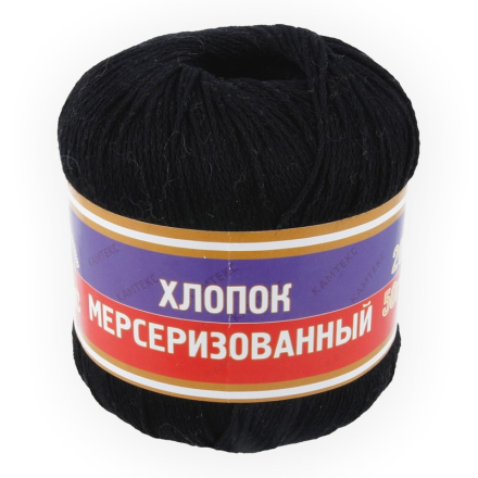 Хлопок мерсеризованный (Камтекс) 003 черный, пряжа 50г