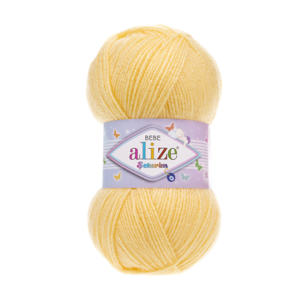 Sekerim Bebe (Alize) 187 желтый, пряжа 100г