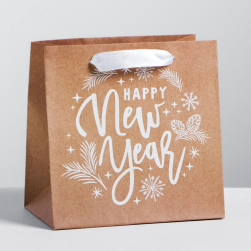 4275587 &quot;Новогодний подарок&quot; пакет крафтовый 14х14х9 см