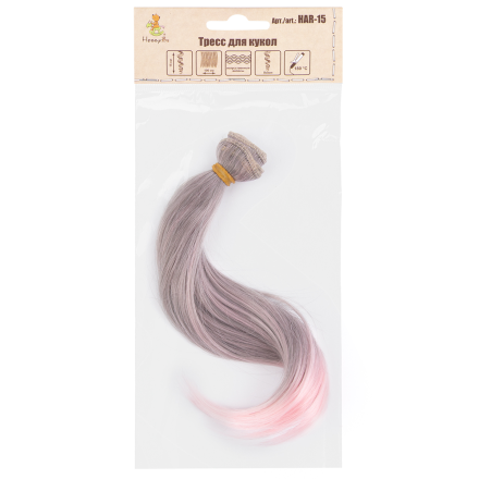 HAR-15 39 серый, розовый, тресс для кукол и игрушек 15х100 см