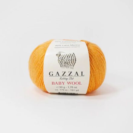 Baby wool (Gazzal) 837 оранжевый, пряжа 50