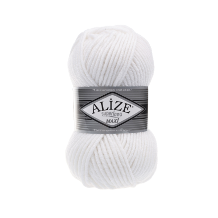 Superlana maxi (Alize) 55 белый, пряжа 100г