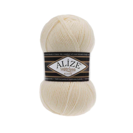 Superlana Klasik (Alize) 01 кремовый, пряжа 100г
