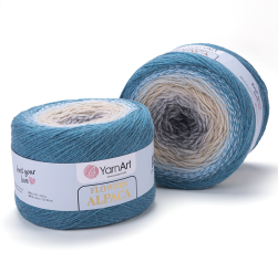 Flowers Alpaca (Yarnart) 417 т.бирюза-беж-серый, пряжа 250 г