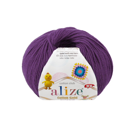 Cotton Gold Hobby New (Alize) 122 тем.фиолетовый, пряжа 50г