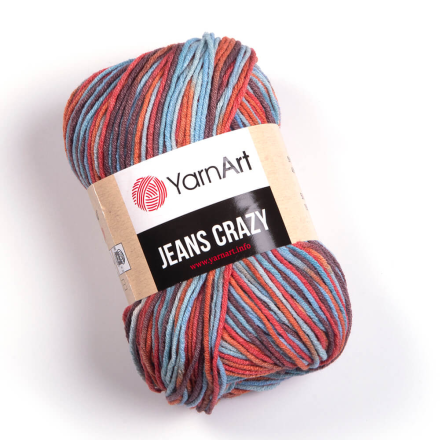 Jeans Crazy (Yarnart) 8214 бирюза-терракот, пряжа 50г