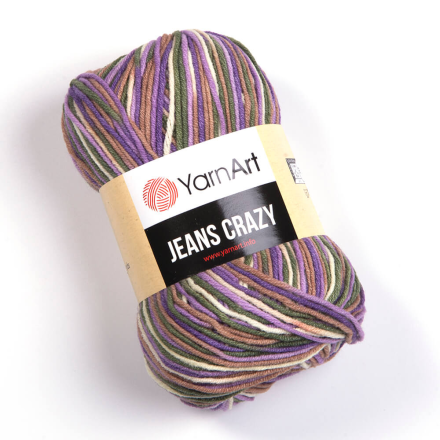 Jeans Crazy (Yarnart) 7207 фиолетовый-зеленый, пряжа 50г