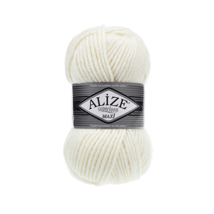 Superlana maxi (Alize) 62 молочный, пряжа 100г