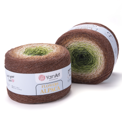 Flowers Alpaca (Yarnart) 425 св.коричневый-зеленый, пряжа 250 г