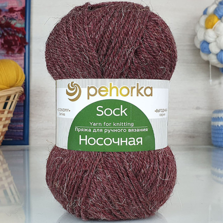Носочная (Пехорка) 07 бордо, пряжа 100г