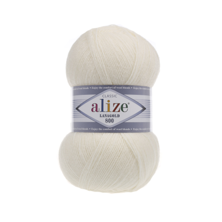 Lanagold 800 (Alize) 62 молочный, пряжа 100г