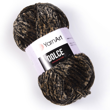Dolce (Yarnart) 807 т.коричнево-бежевый принт, пряжа 100г