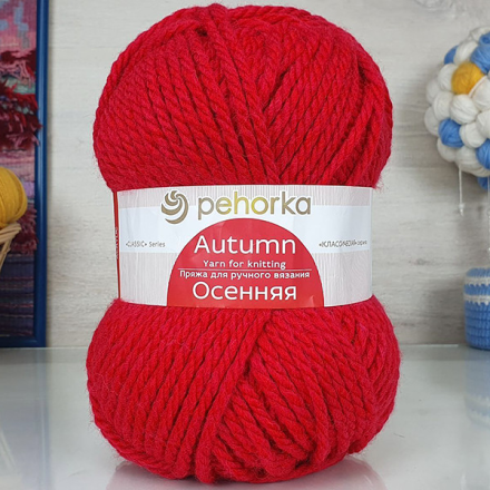 Осенняя (Пехорка) 88 красный мак пряжа 200г