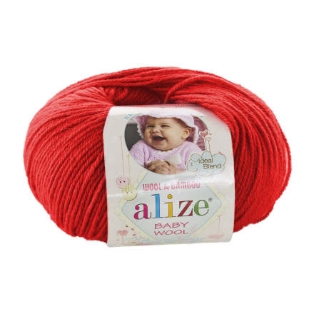 Baby Wool (Alize) 56 красный, пряжа 50г