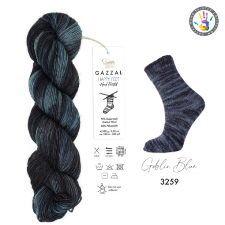 Happy Feet (Gazzal) 3259 джинсовый принт, пряжа 100г