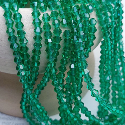 020 изумрудный, биконус 2мм, бусины стеклянные 160шт