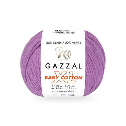 Baby Cotton XL (Gazzal) 3414 сирень, пряжа 50г