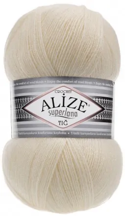 Superlana Tig (Alize) 01 кремовый, пряжа 100г