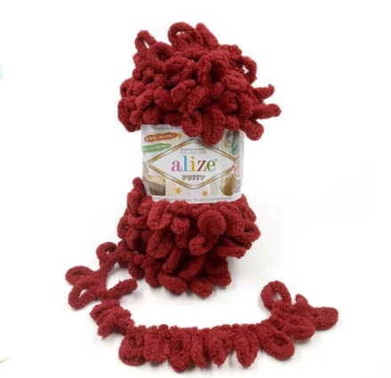Puffy (Alize) 25 красная глина, пряжа 100г