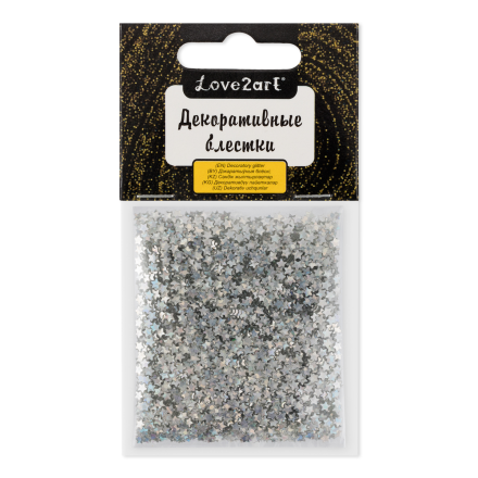 GLI-04 14 под серебро &quot;голография&quot;, декоративные блестки звёзды 3мм 4,5 мл