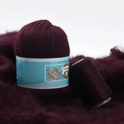 Пух норки и катушка с ниткой (Mink) 812 вино, пряжа 50г
