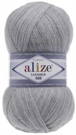 Lanagold 800 (Alize) 684 пепел, пряжа 100г