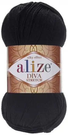 Diva Stretch (Alize) 60 черный, пряжа 100г