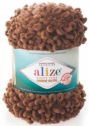 Puffy Fine Ombre Batik (Alize) 7262 тем.бежевый, пряжа 500г
